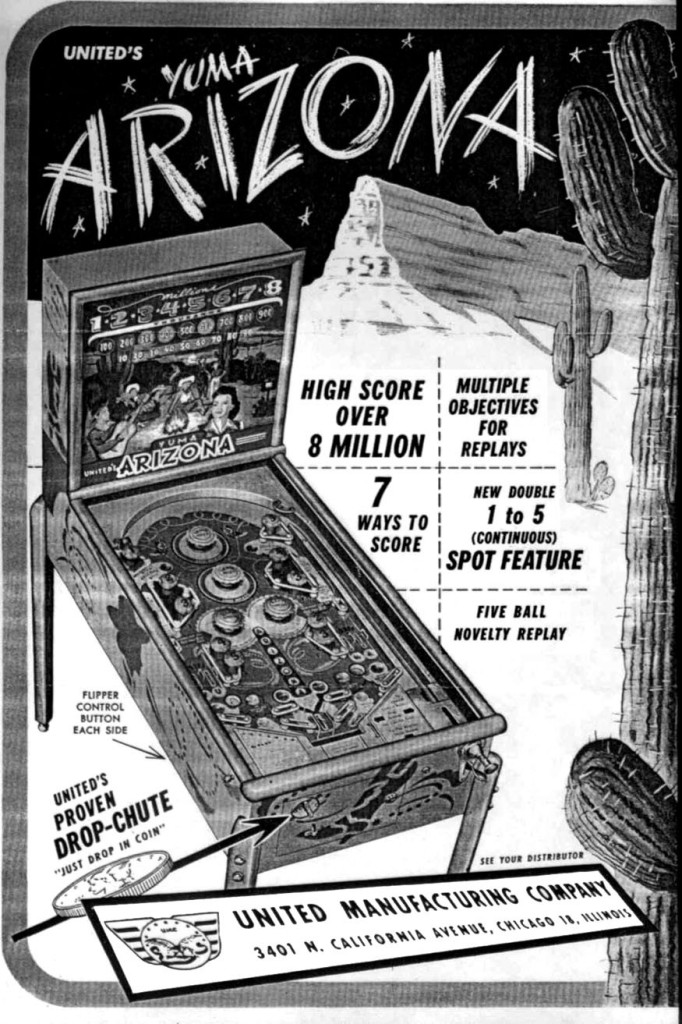 United Manufacturing Company Yuma Arizona (1950) Seven's Pinballorama